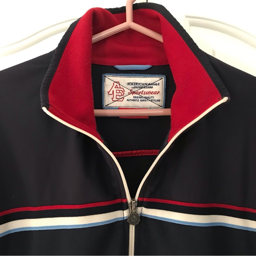AMERICAN EAGLE OUTFITTERS Full Zip Stripe Embellished Jacket Zip Pockets…